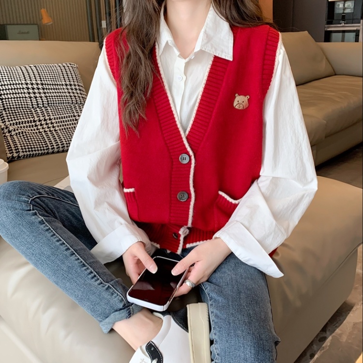Cartoon all-match sweater knitted spring coat for women