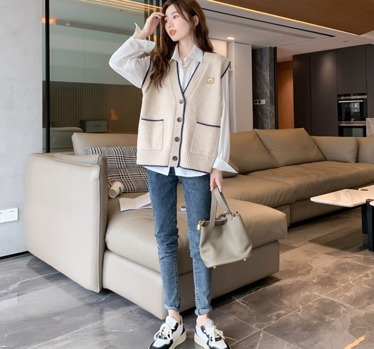 Cartoon all-match sweater knitted spring coat for women