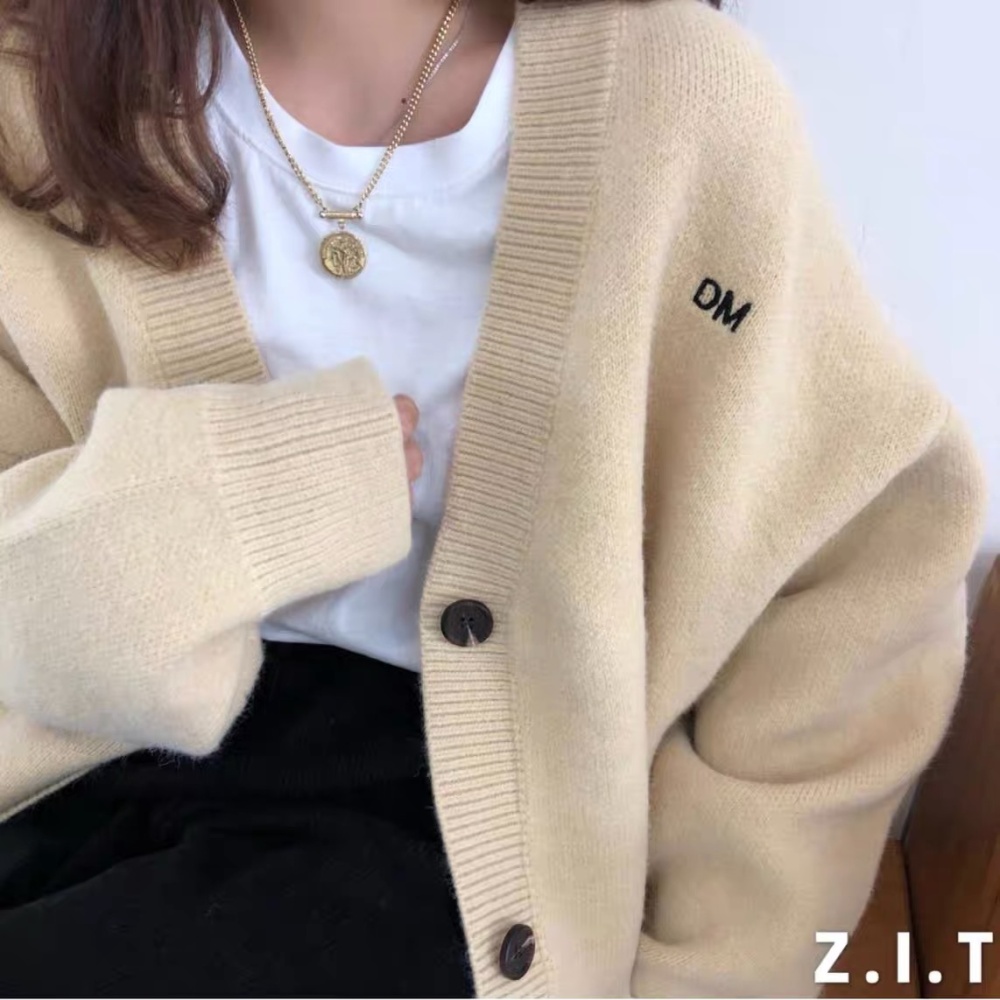 Loose knitted sweater autumn and winter coat for women