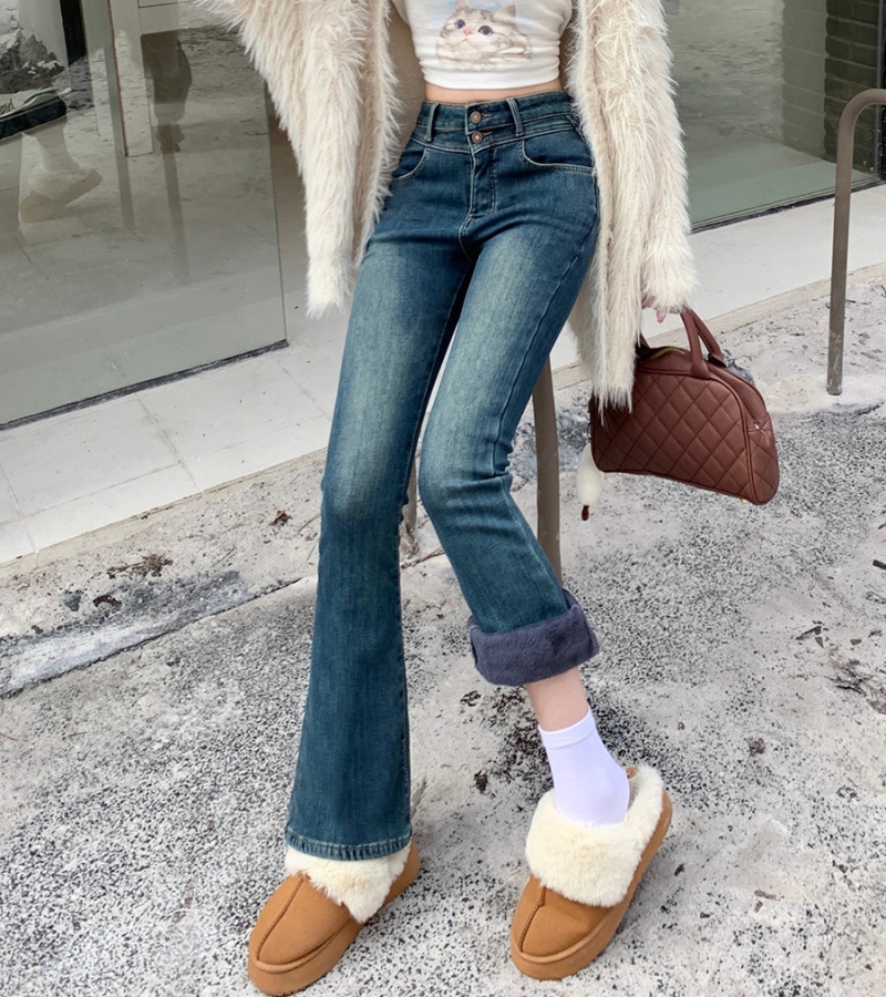 Winter thermal jeans Korean style long pants for women
