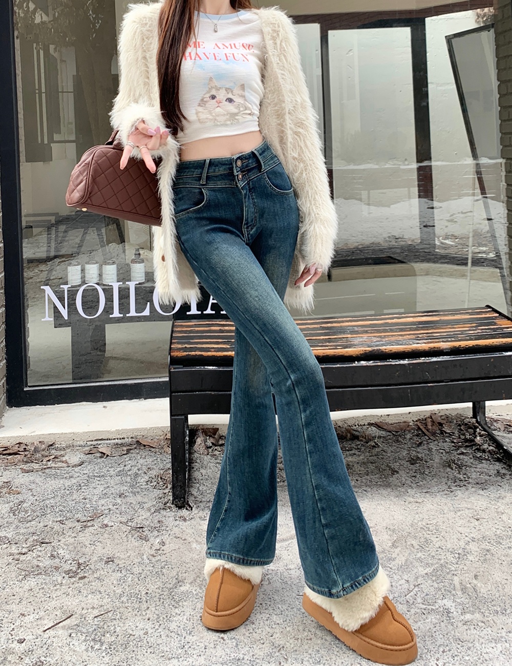 Winter thermal jeans Korean style long pants for women BE88891 