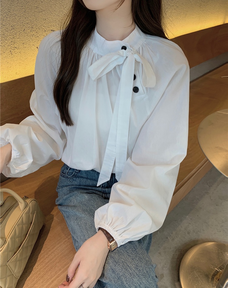 Korean style temperament retro long sleeve oblique buckle shirt