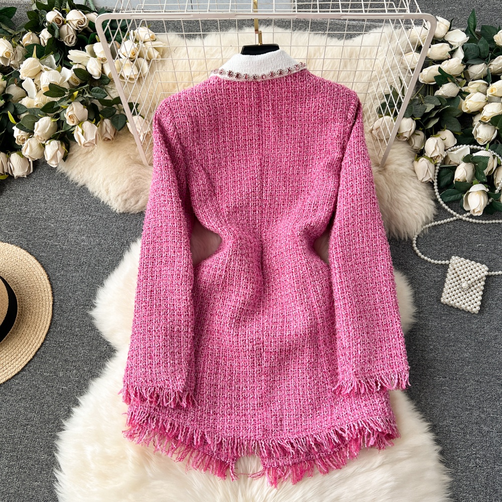 Chanelstyle ladies tops coarse flower woolen coat