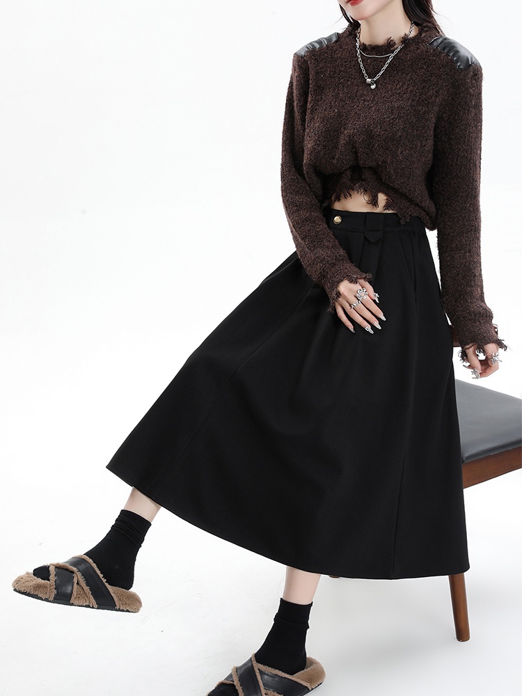 Woolen pleated skirt slim business suit for women