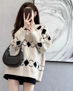 Korean style autumn and winter long diamond sweater