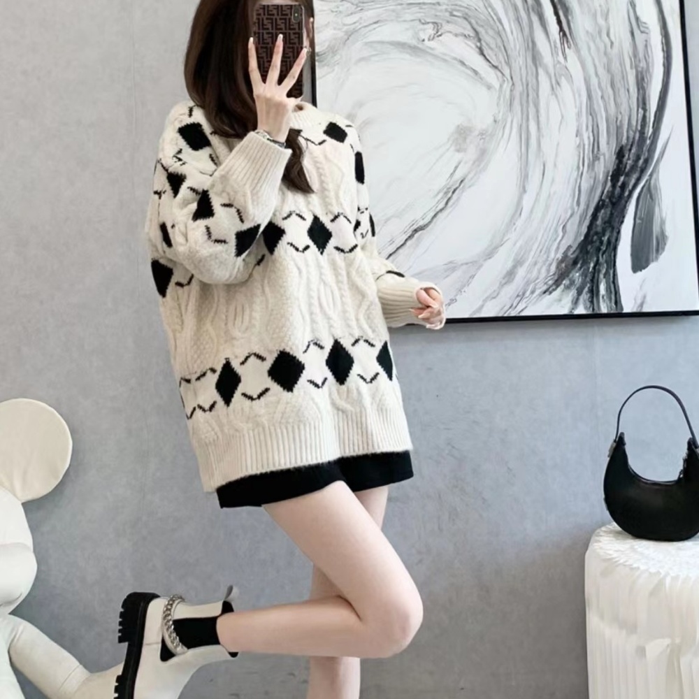 Korean style autumn and winter long diamond sweater