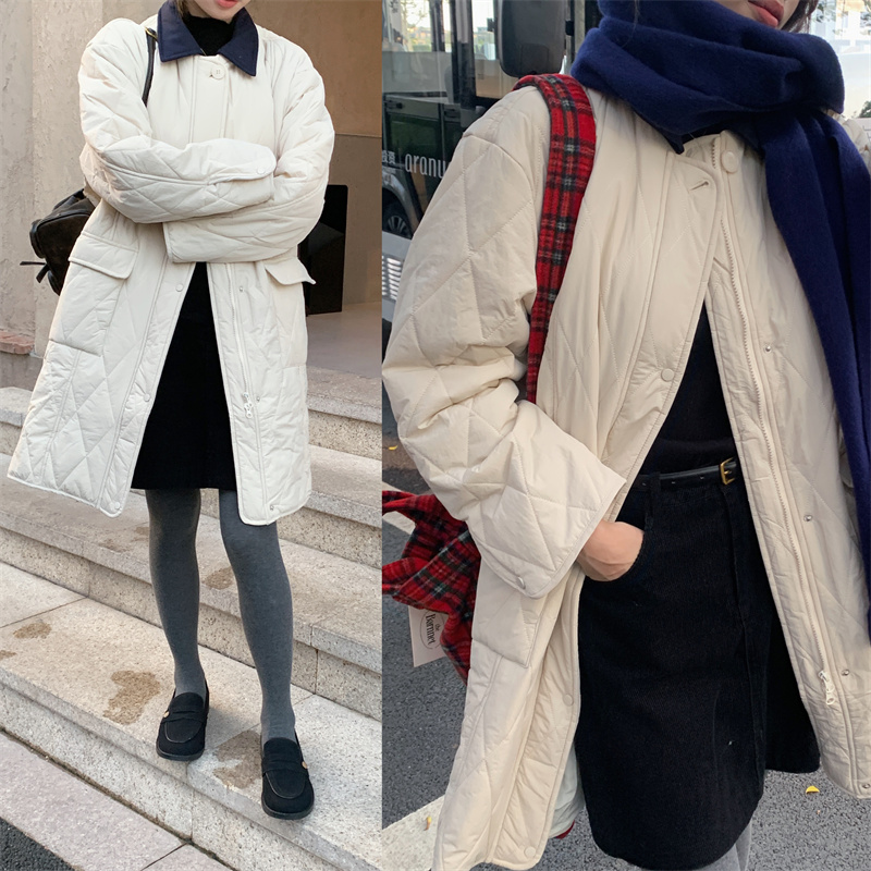Mixed colors Korean style cotton coat simple all-match coat