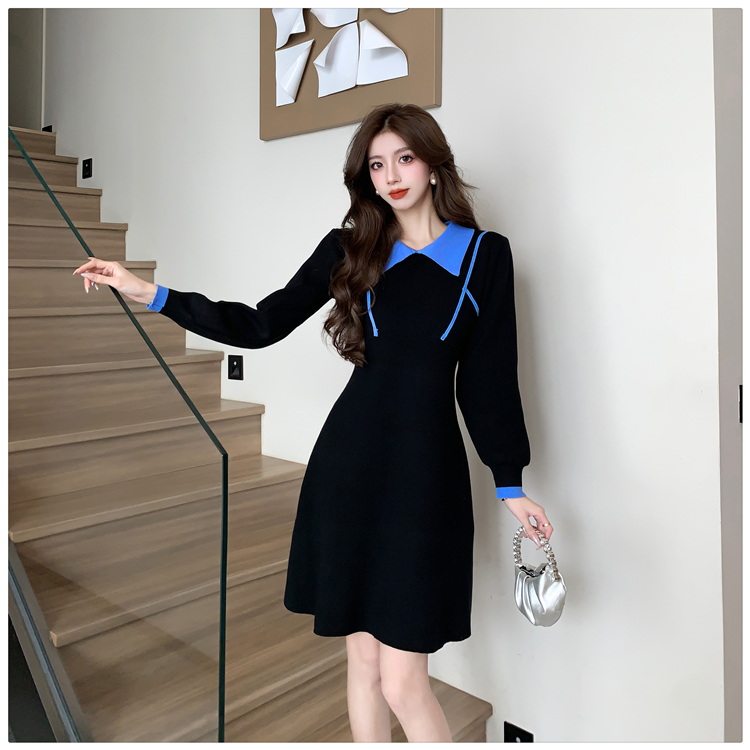 Retro unique knitted winter chanelstyle dress for women