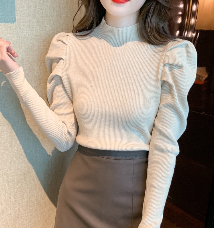 Pullover half high collar bottoming sweater for women