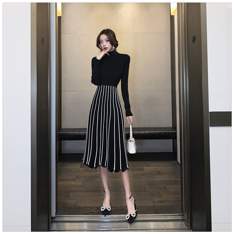Bottoming dress knitted sweater dress for women