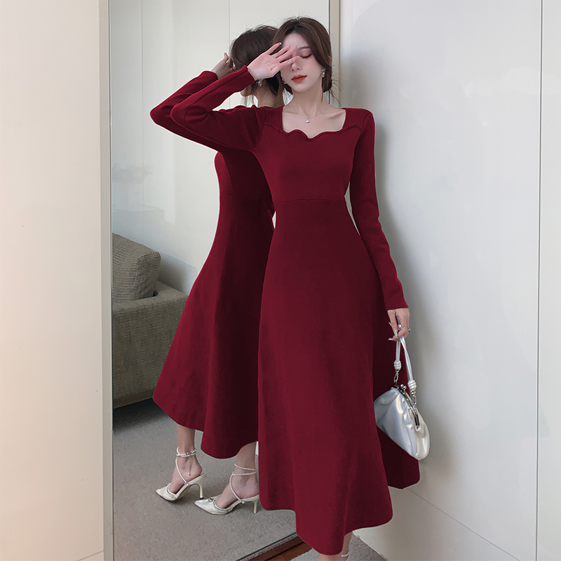 Square collar dress sweater for women