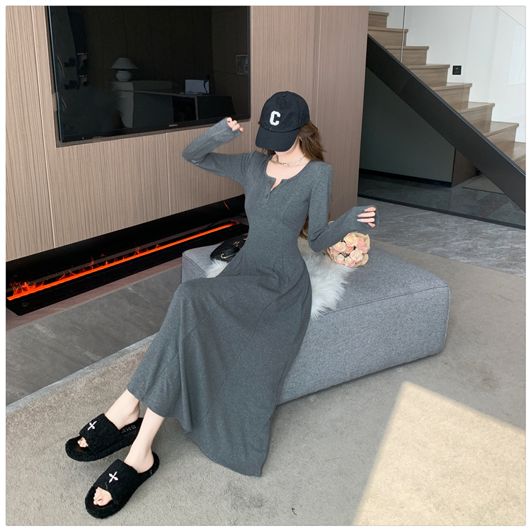 Winter Western style dress slim long dress for women