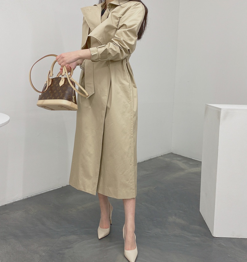 Korean style fashion coat slim loose waist windbreaker