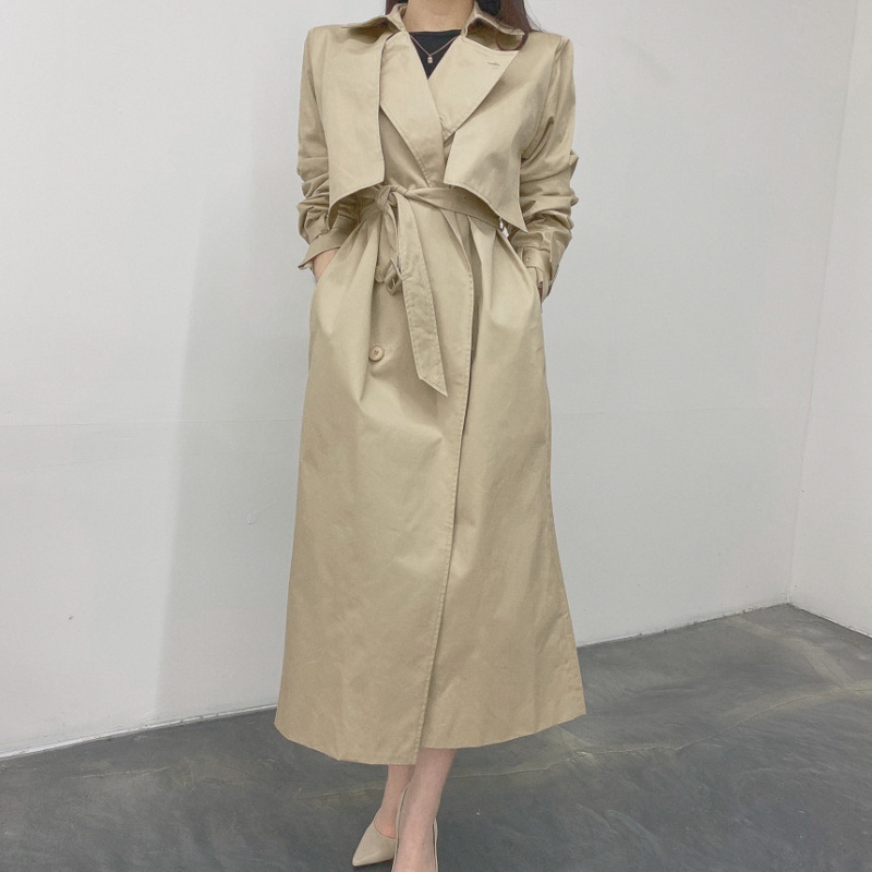Korean style fashion coat slim loose waist windbreaker