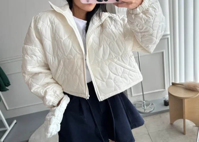 Korean style high collar cotton coat lantern sleeve coat