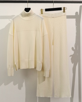 High collar loose knitted autumn and winter sweater 2pcs set