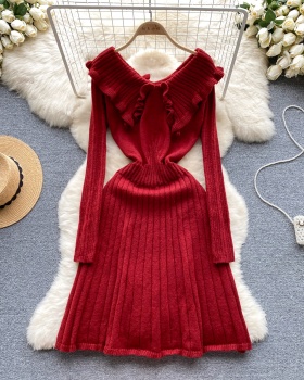 Temperament knitted autumn and winter dress for women