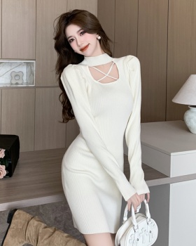 Knitted bottoming overcoat all-match sweater dress