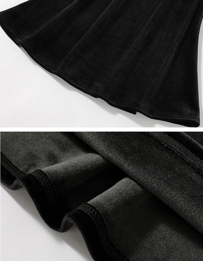 High waist black drape long mermaid skirt for women