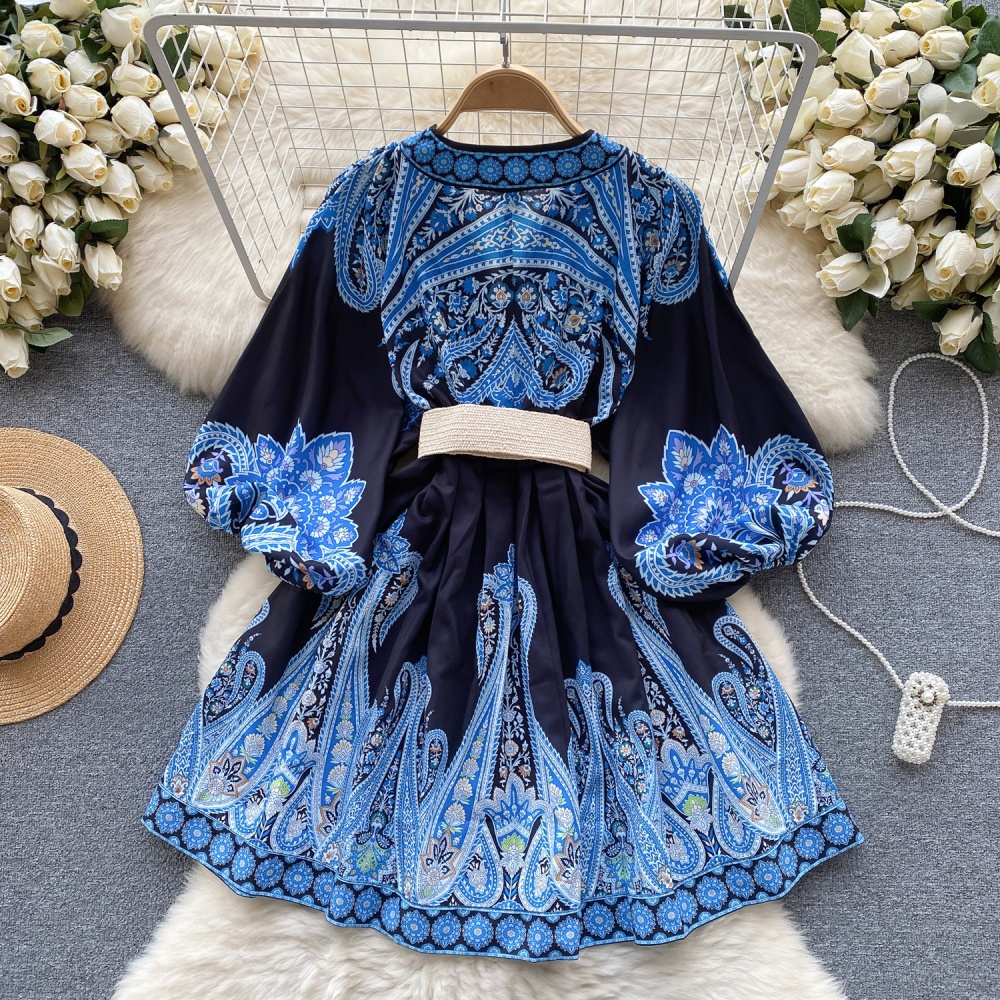 Puff sleeve dress court style T-back for women