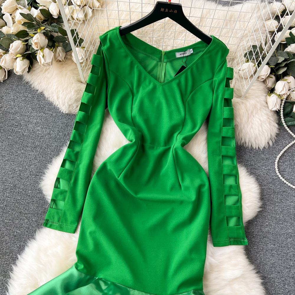 Lotus leaf edges formal dress unique dress for women