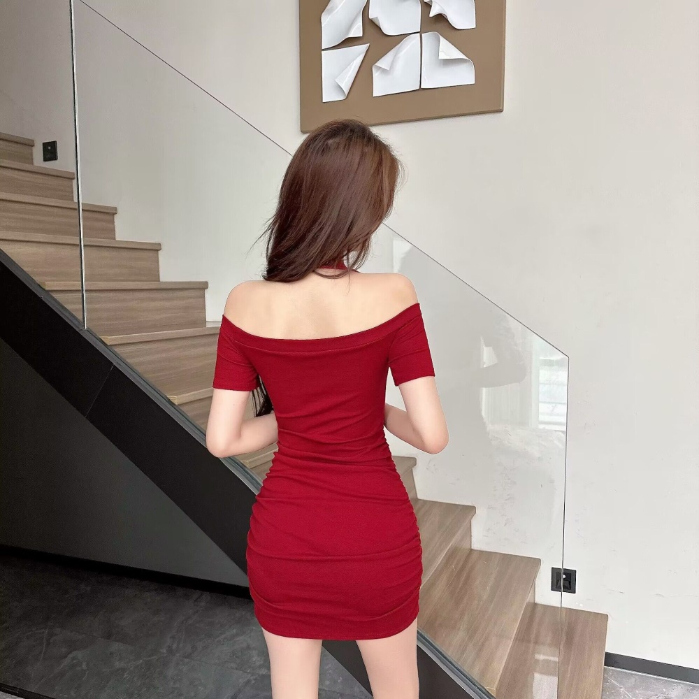 Sexy tight bottoming short sleeve elasticity dress