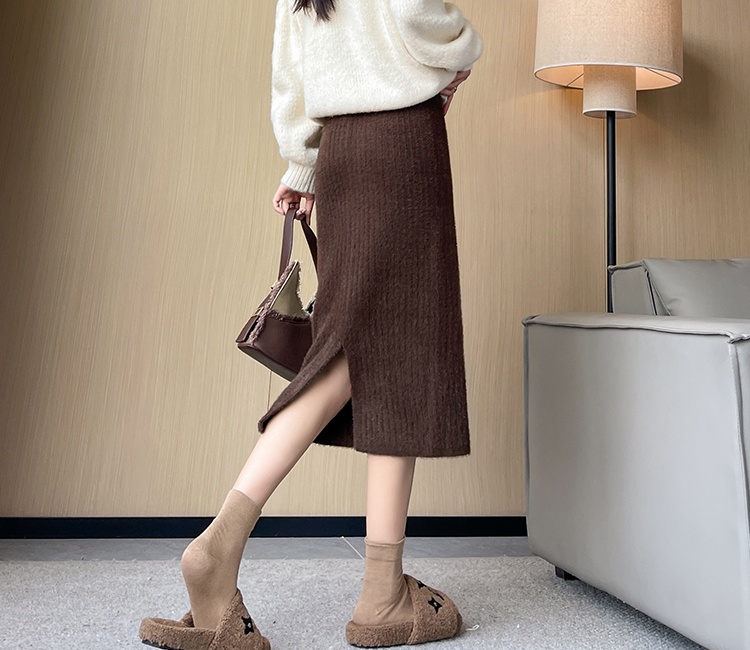 Thick high waist skirt knitted autumn and winter one step skirt