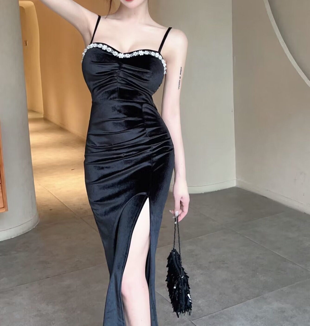 Package hip sexy long dress high slit tight formal dress