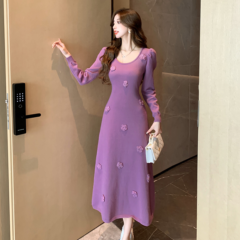 Simple long dress autumn and winter dress for women