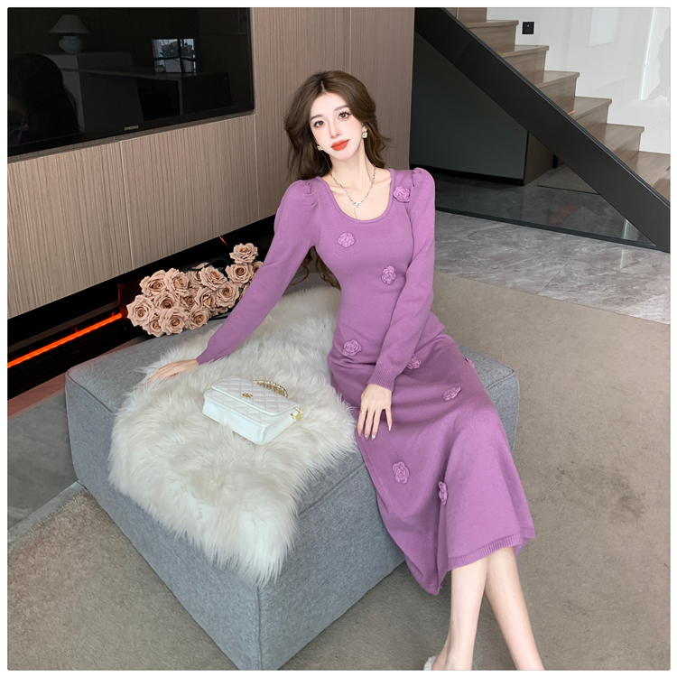 Simple long dress autumn and winter dress for women