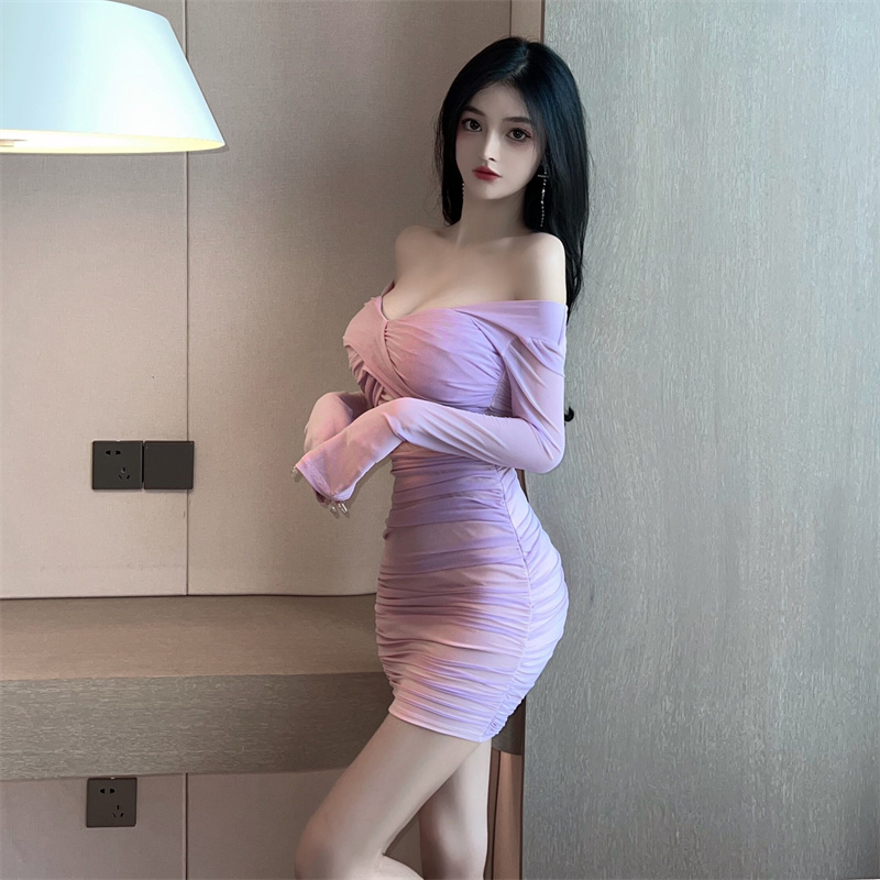 Sexy slim fold dress