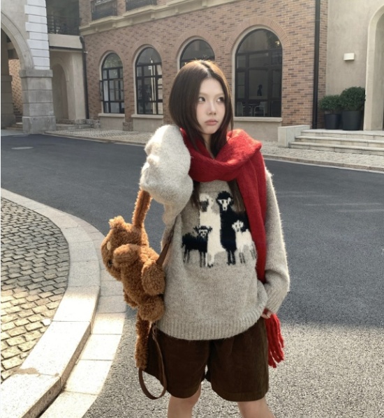 Knitted pullover autumn and winter lazy sweater