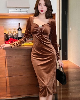 Sexy lace velvet package hip ladies France style dress