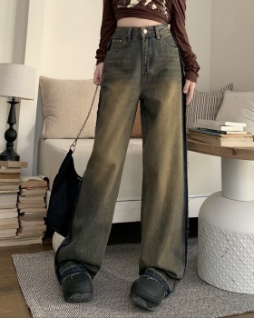 Mopping burr retro long pants wide leg straight jeans