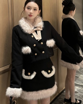 Thick chanelstyle skirt plus cotton woolen coat 2pcs set