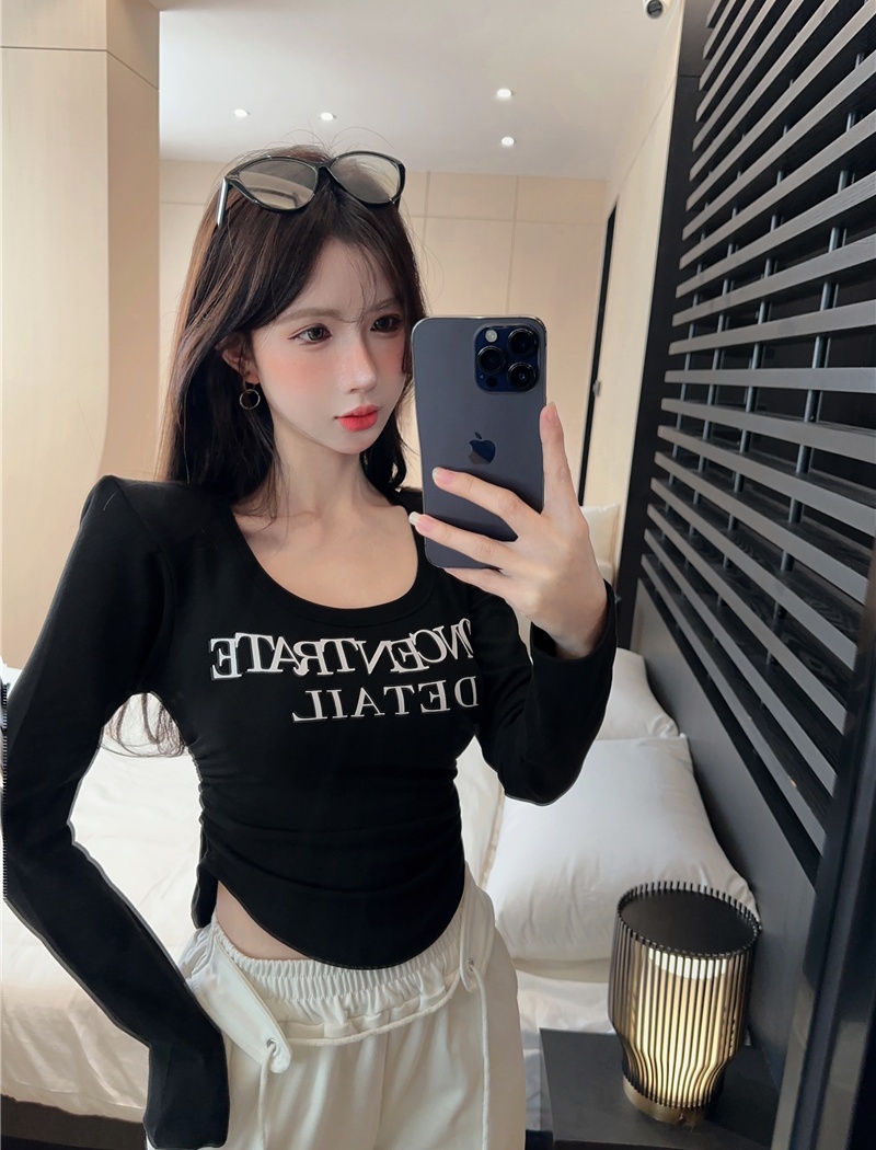 Winter enticement slim small shirt sexy letters T-shirt