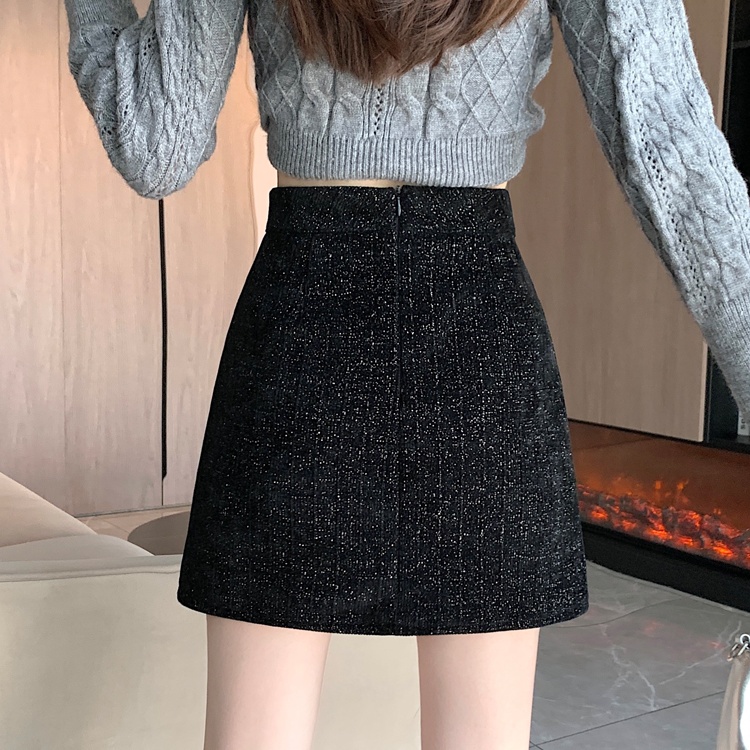 Woolen simple thick skirt pure niche short skirt