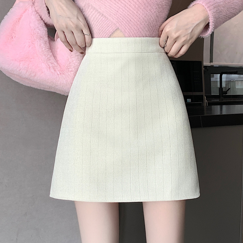 Woolen simple thick skirt pure niche short skirt