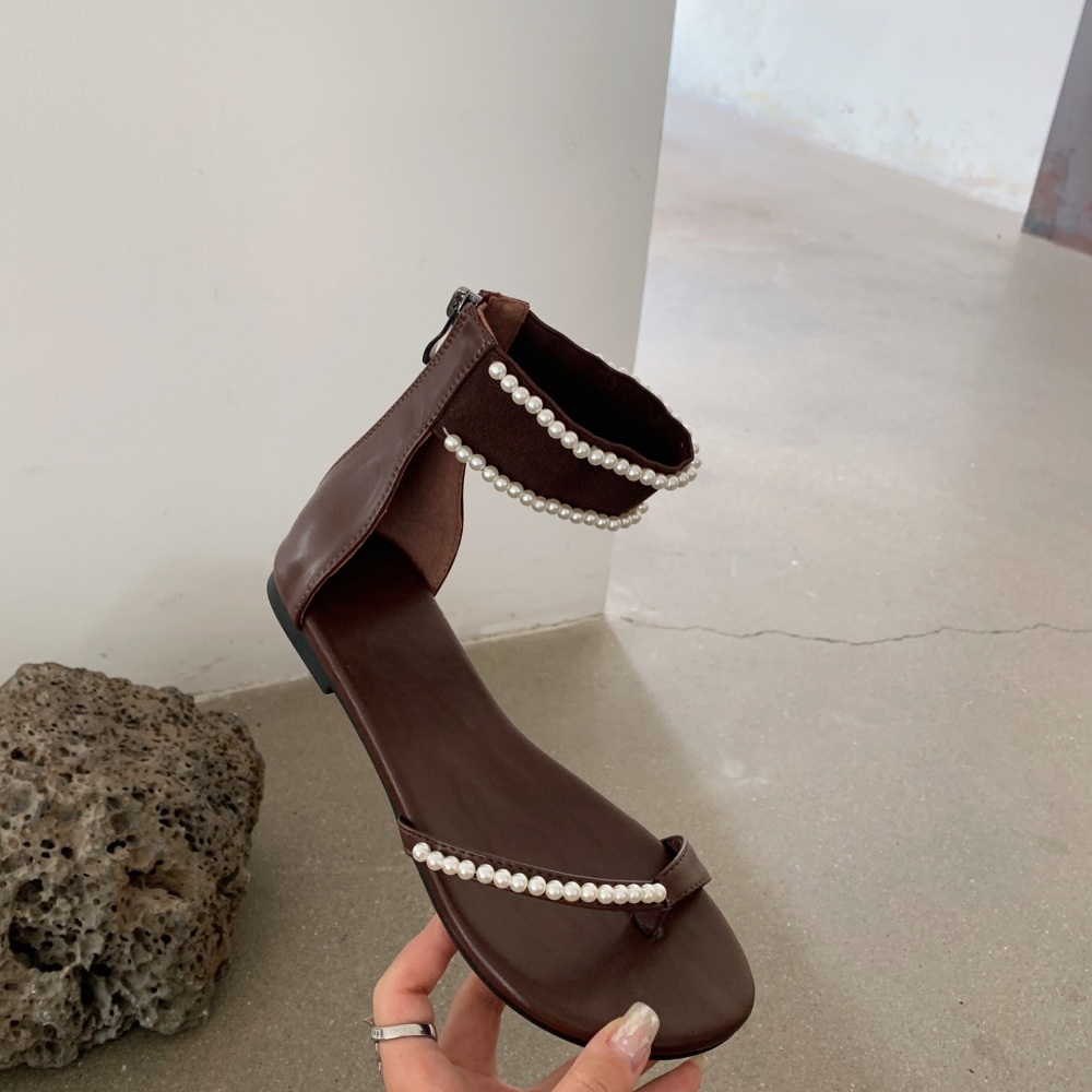 Rome pearl spring shoes student cozy sandy beach flattie