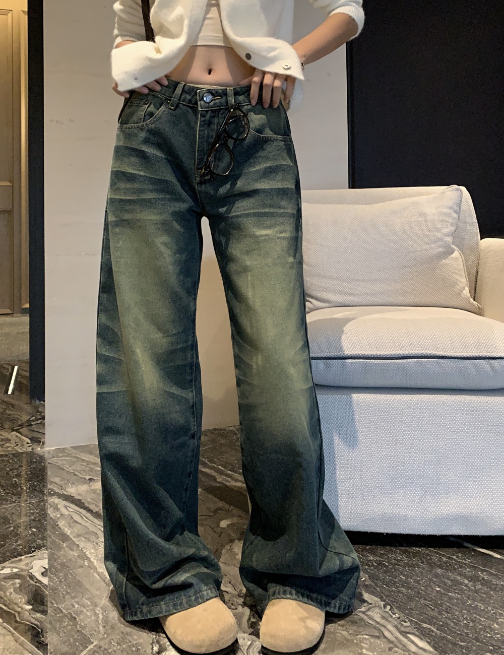 Low-waist American style long pants loose pants