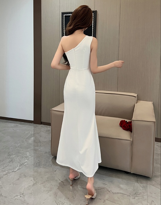 Sexy long shoulder temperament evening dress for women