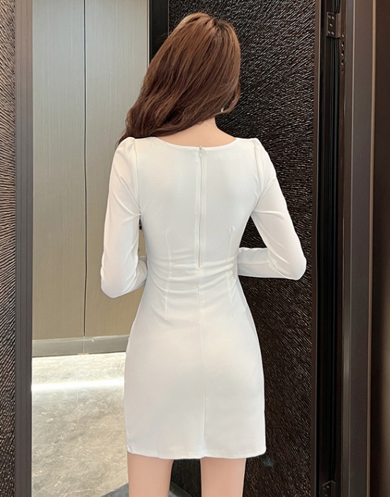 Slim France style package hip long sleeve dress