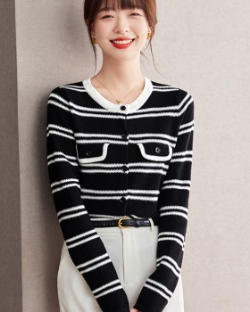 Long sleeve show young chanelstyle wool knitted cardigan