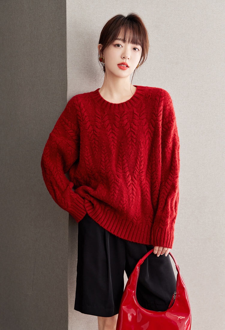 Twist loose tops pullover thick sweater