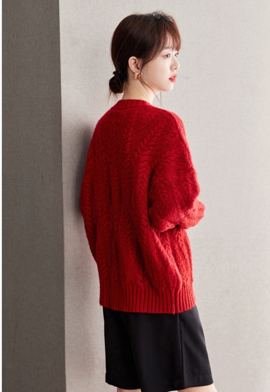 Twist loose tops pullover thick sweater