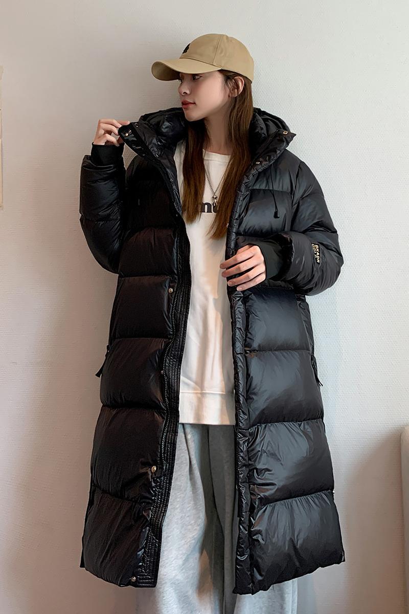 Exceed knee thick down coat long winter coat for women