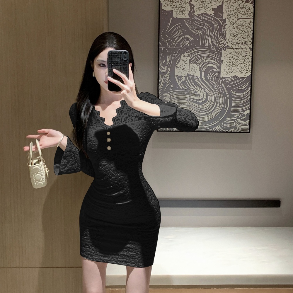 Slim enticement package hip pinched waist dress
