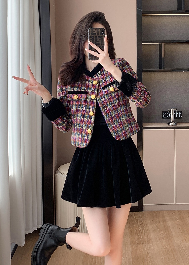 Chanelstyle coat splice skirt 2pcs set