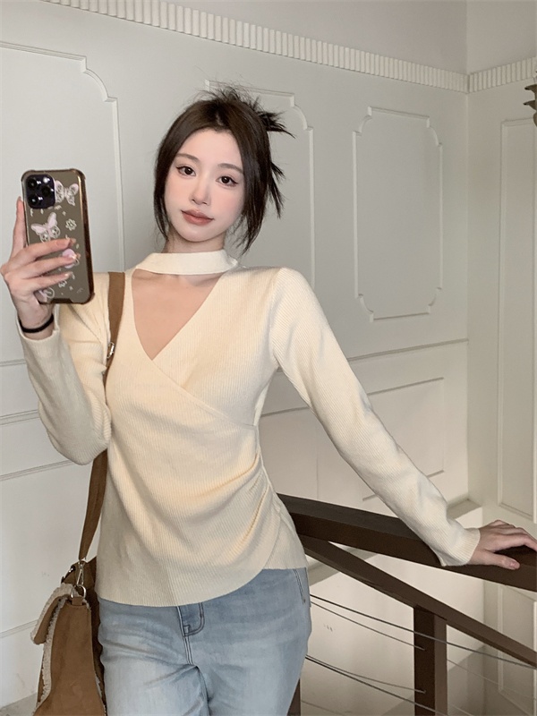 Autumn and winter cross bottoming shirt knitted tops