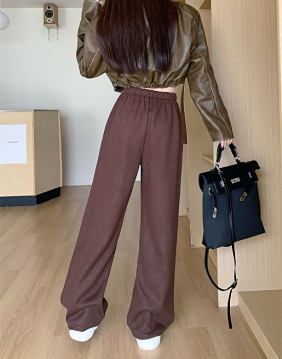 Wide leg thick slim straight pants casual pants for women